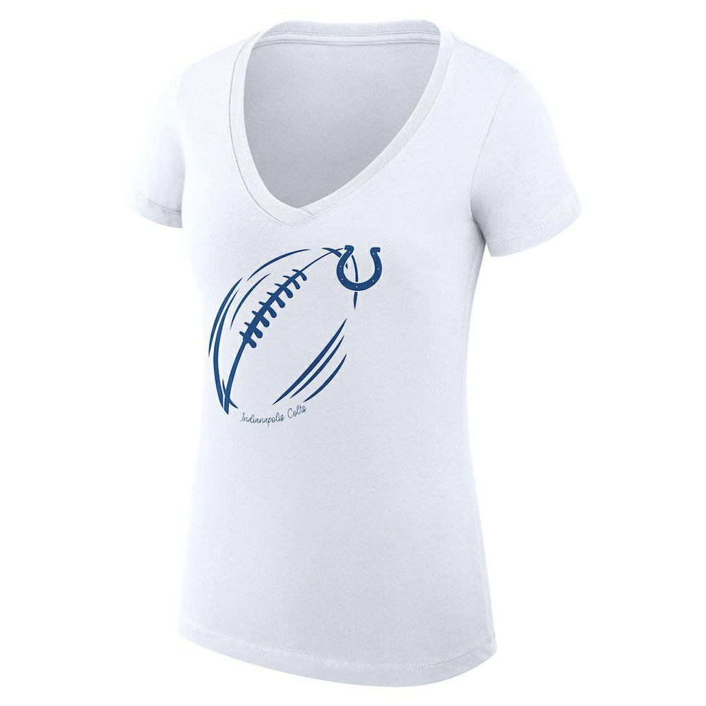 G-III 4Her by Carl Banks Women's Super-Slim Fit Lightweight Subtle Football V-Neck T-Shirt - Indianapolis Colts