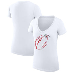 G-III 4Her by Carl Banks Women's Super-Slim Fit Lightweight Subtle Football V-Neck T-Shirt - Kansas City Chiefs