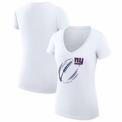 G-III 4Her by Carl Banks Women's Super-Slim Fit Lightweight Subtle Football V-Neck T-Shirt - New York Giants