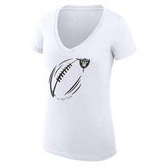 G-III 4Her by Carl Banks Women's Super-Slim Fit Lightweight Subtle Football V-Neck T-Shirt - Las Vegas Raiders