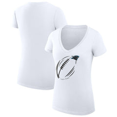 G-III 4Her by Carl Banks Women's Super-Slim Fit Lightweight Subtle Football V-Neck T-Shirt - Carolina Panthers