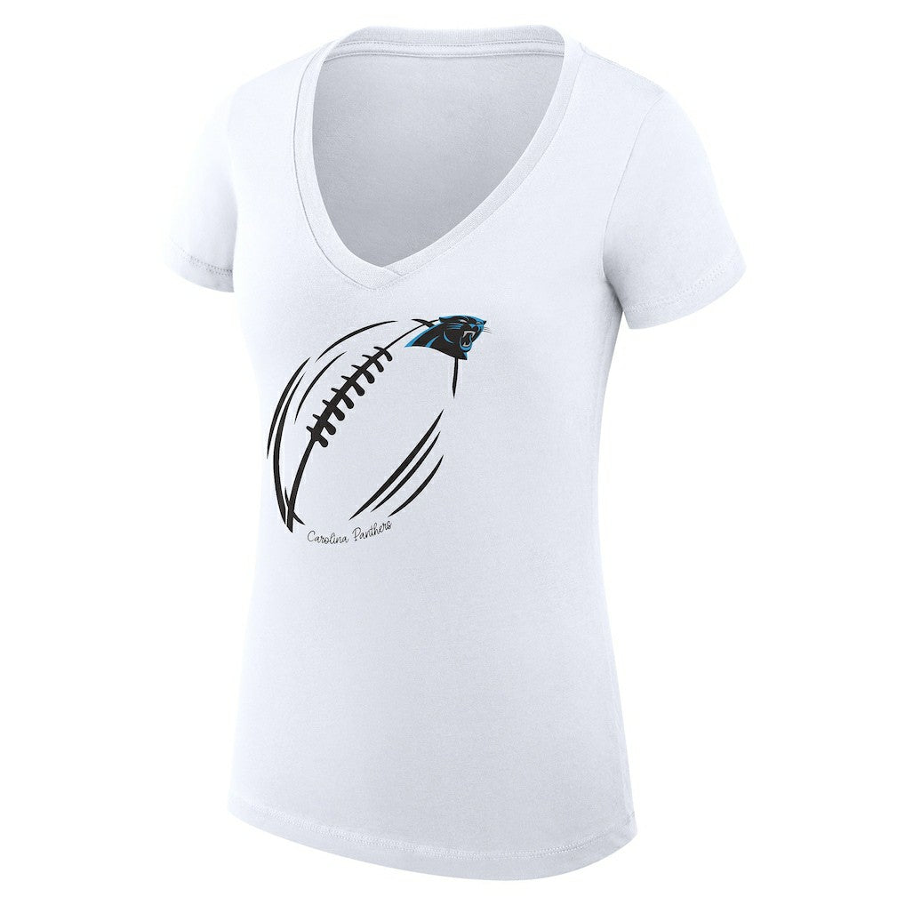 G-III 4Her by Carl Banks Women's Super-Slim Fit Lightweight Subtle Football V-Neck T-Shirt - Carolina Panthers