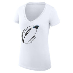 G-III 4Her by Carl Banks Women's Super-Slim Fit Lightweight Subtle Football V-Neck T-Shirt - Carolina Panthers