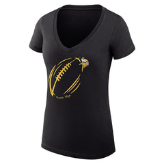 G-III 4Her by Carl Banks Women's Super-Slim Fit Lightweight Subtle Football V-Neck T-Shirt - Minnesota Vikings