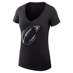 G-III 4Her by Carl Banks Women's Super-Slim Fit Lightweight Subtle Football V-Neck T-Shirt - Las Vegas Raiders