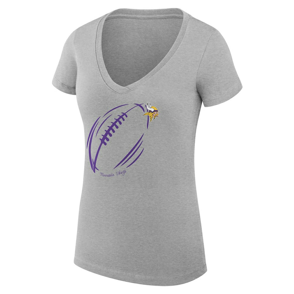 G-III 4Her by Carl Banks Women's Super-Slim Fit Lightweight Subtle Football V-Neck T-Shirt - Minnesota Vikings