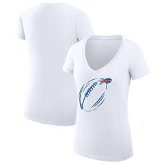 G-III 4Her by Carl Banks Women's Super-Slim Fit Lightweight Subtle Football V-Neck T-Shirt - Buffalo Bills
