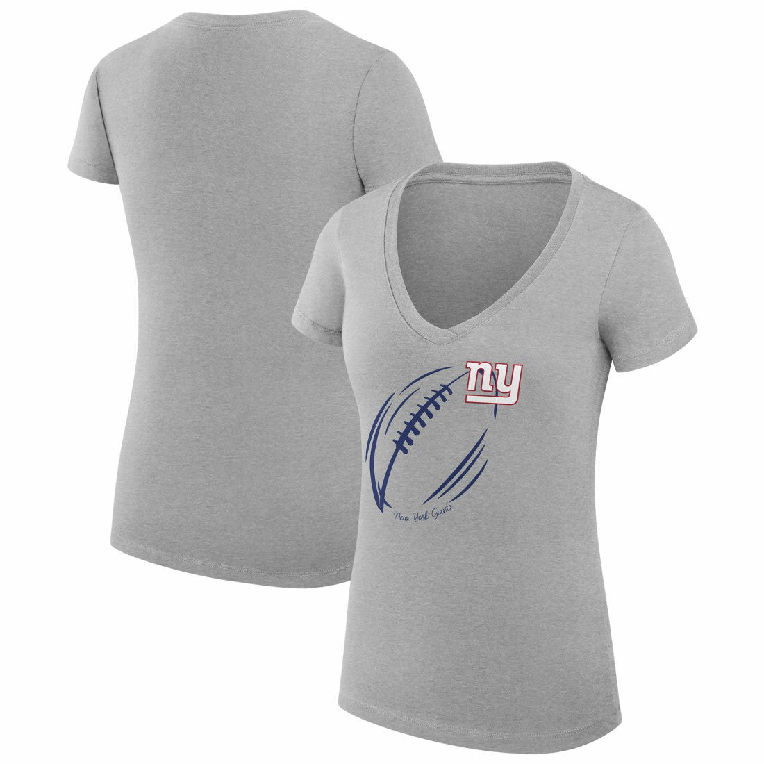 G-III 4Her by Carl Banks Women's Super-Slim Fit Lightweight Subtle Football V-Neck T-Shirt - New York Giants