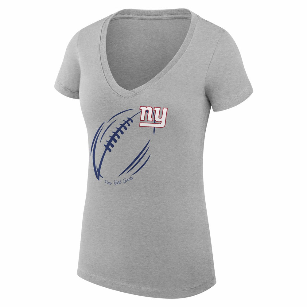 G-III 4Her by Carl Banks Women's Super-Slim Fit Lightweight Subtle Football V-Neck T-Shirt - New York Giants