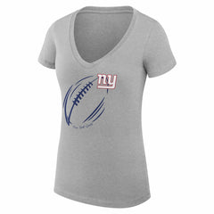G-III 4Her by Carl Banks Women's Super-Slim Fit Lightweight Subtle Football V-Neck T-Shirt - New York Giants