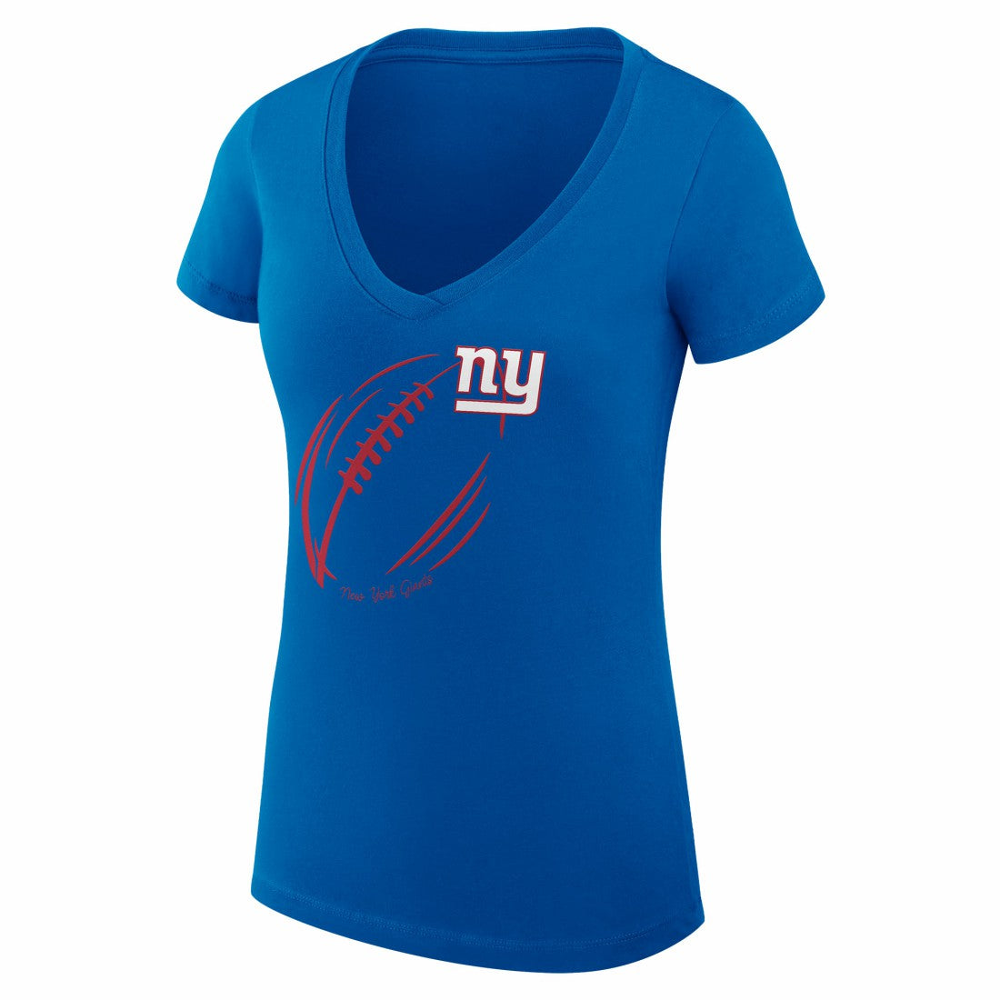 G-III 4Her by Carl Banks Women's Super-Slim Fit Lightweight Subtle Football V-Neck T-Shirt - New York Giants