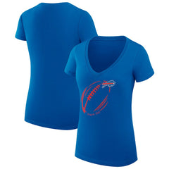 G-III 4Her by Carl Banks Women's Super-Slim Fit Lightweight Subtle Football V-Neck T-Shirt - Buffalo Bills