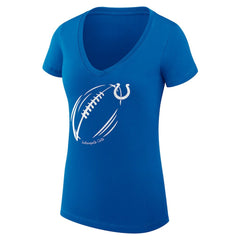 G-III 4Her by Carl Banks Women's Super-Slim Fit Lightweight Subtle Football V-Neck T-Shirt - Indianapolis Colts