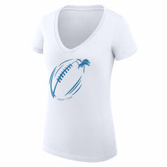 G-III 4Her by Carl Banks Women's Super-Slim Fit Lightweight Subtle Football V-Neck T-Shirt - Detroit Lions