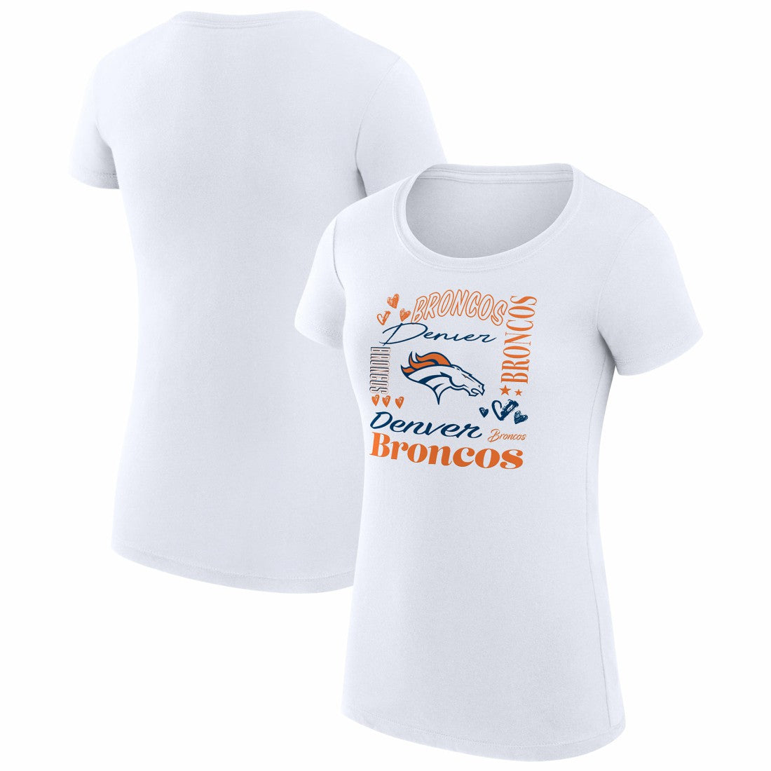 G-III 4Her by Carl Banks Women's Super-Slim Fit Lightweight Collage Team T-Shirt - Denver Broncos