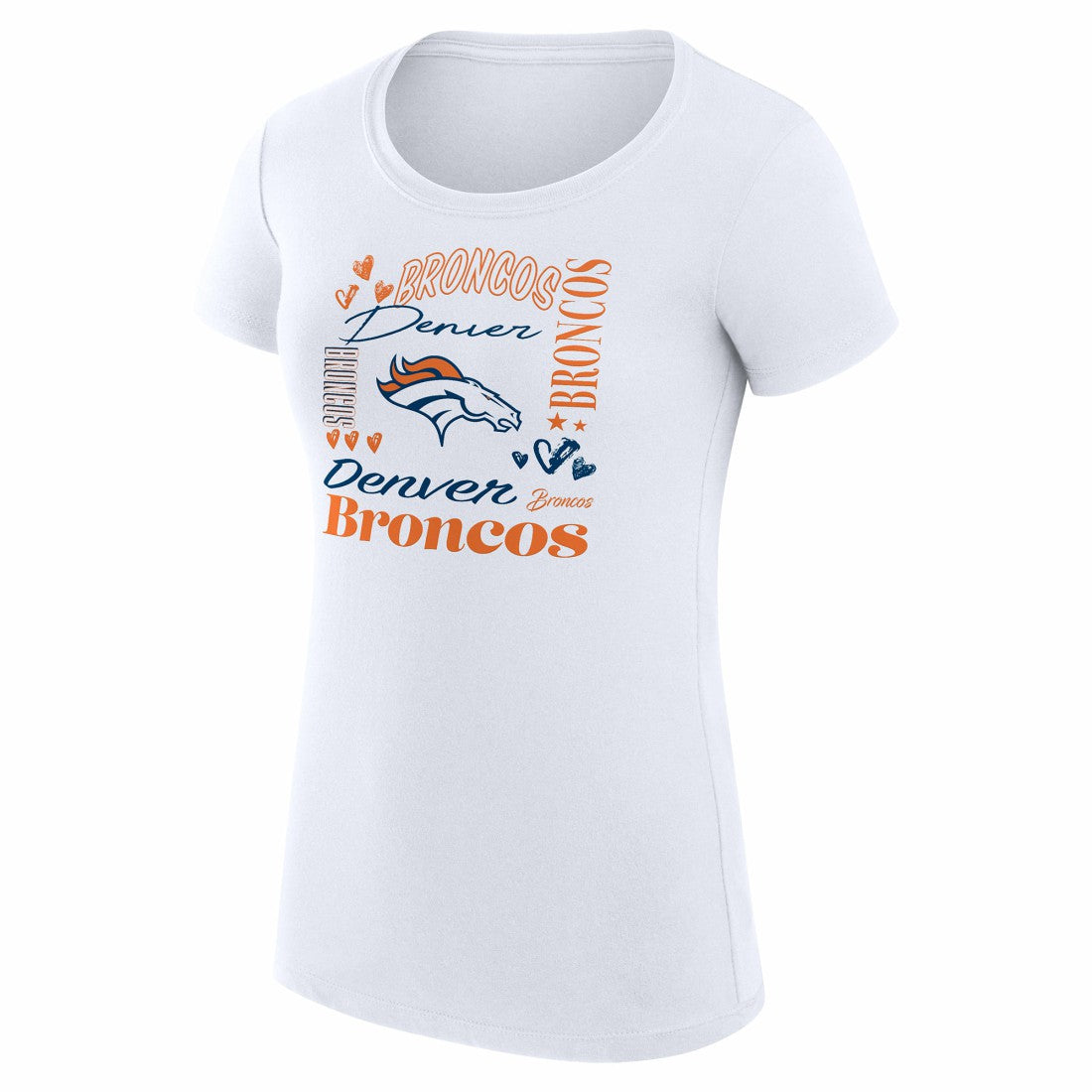 G-III 4Her by Carl Banks Women's Super-Slim Fit Lightweight Collage Team T-Shirt - Denver Broncos