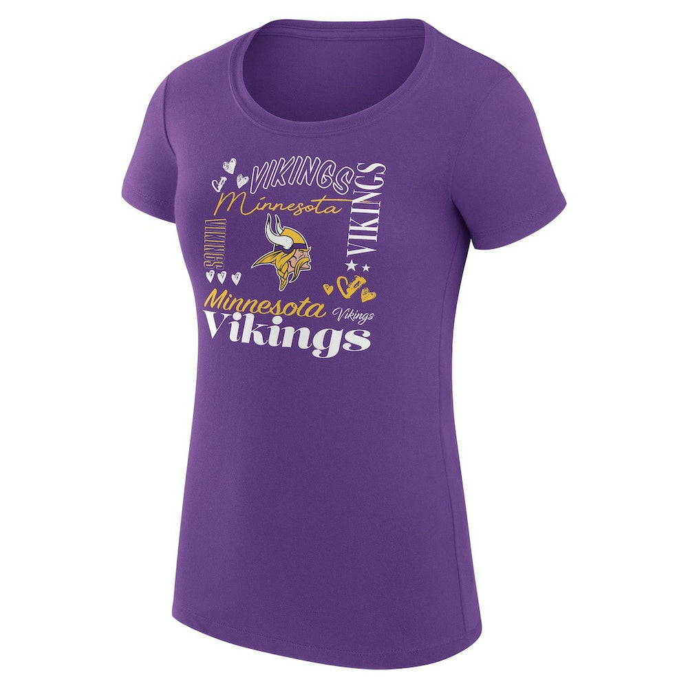 G-III 4Her by Carl Banks Women's Super-Slim Fit Lightweight Collage Team T-Shirt - Minnesota Vikings