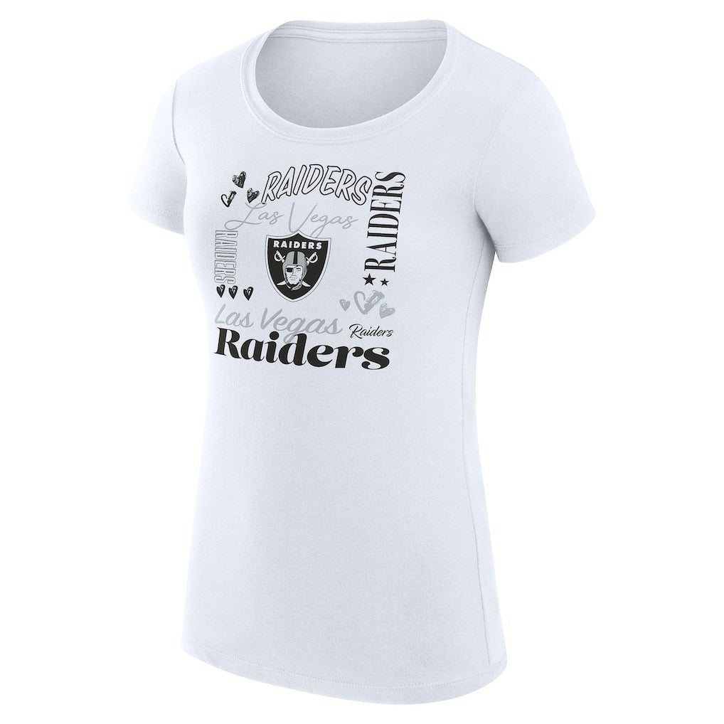 G-III 4Her by Carl Banks Women's Super-Slim Fit Lightweight Collage Team T-Shirt - Las Vegas Raiders