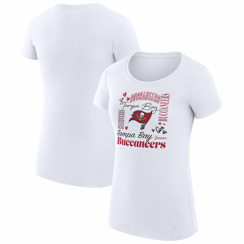 G-III 4Her by Carl Banks Women's Super-Slim Fit Lightweight Collage Team T-Shirt - Tampa Bay Buccaneers