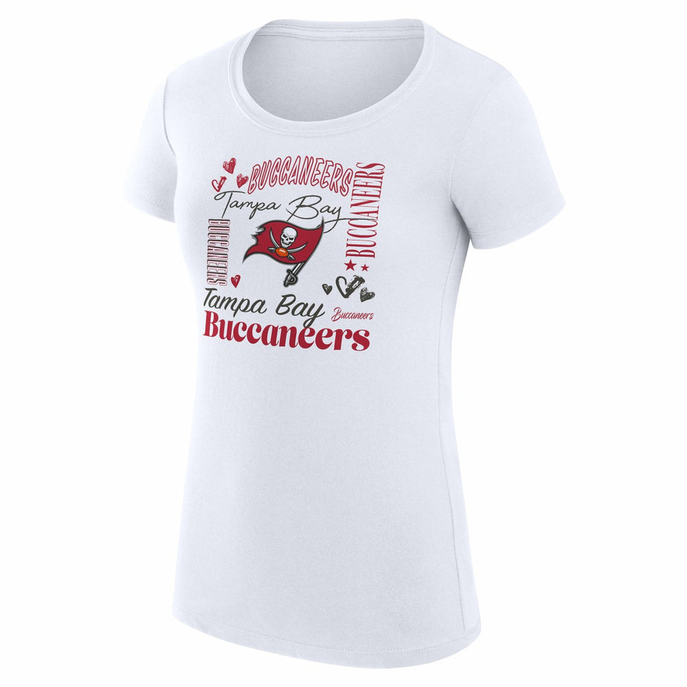 G-III 4Her by Carl Banks Women's Super-Slim Fit Lightweight Collage Team T-Shirt - Tampa Bay Buccaneers