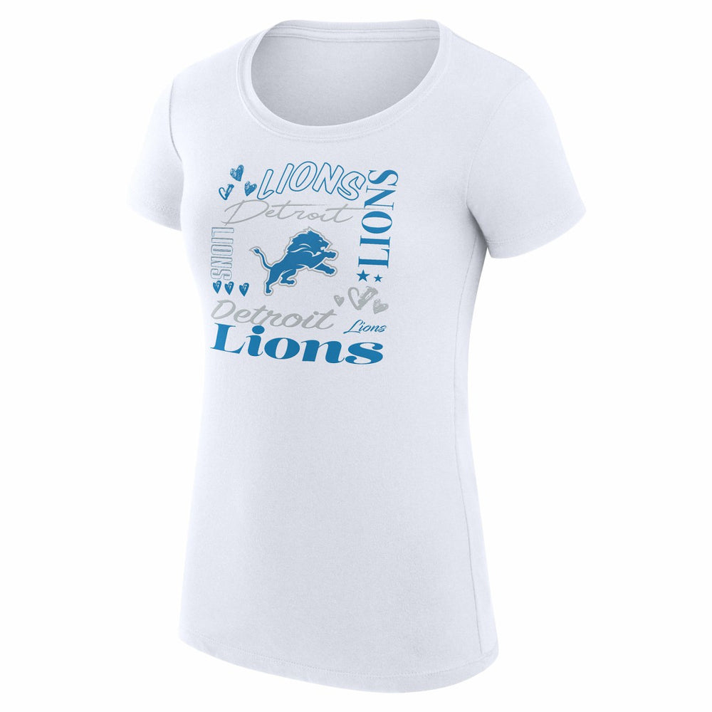 G-III 4Her by Carl Banks Women's Super-Slim Fit Lightweight Collage Team T-Shirt - Detroit Lions