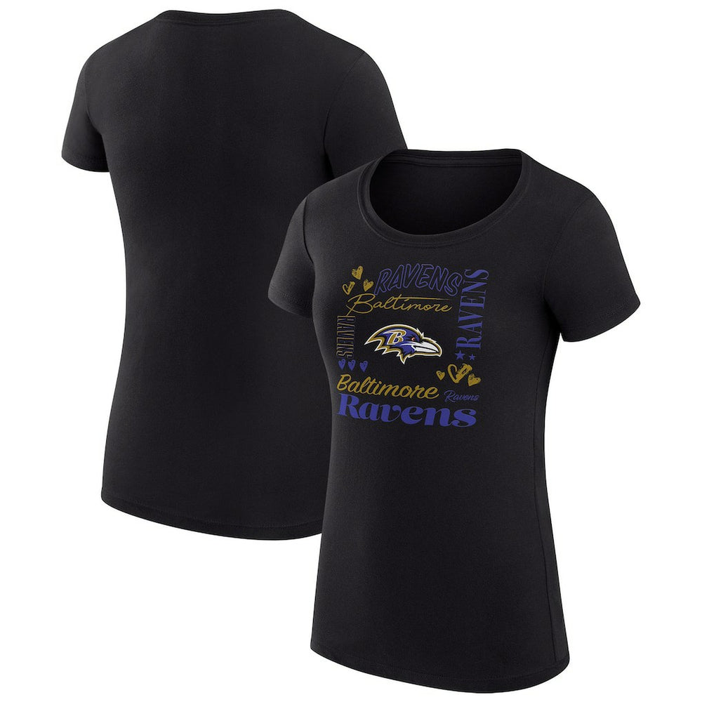 G-III 4Her by Carl Banks Women's Super-Slim Fit Lightweight Collage Team T-Shirt - Baltimore Ravens