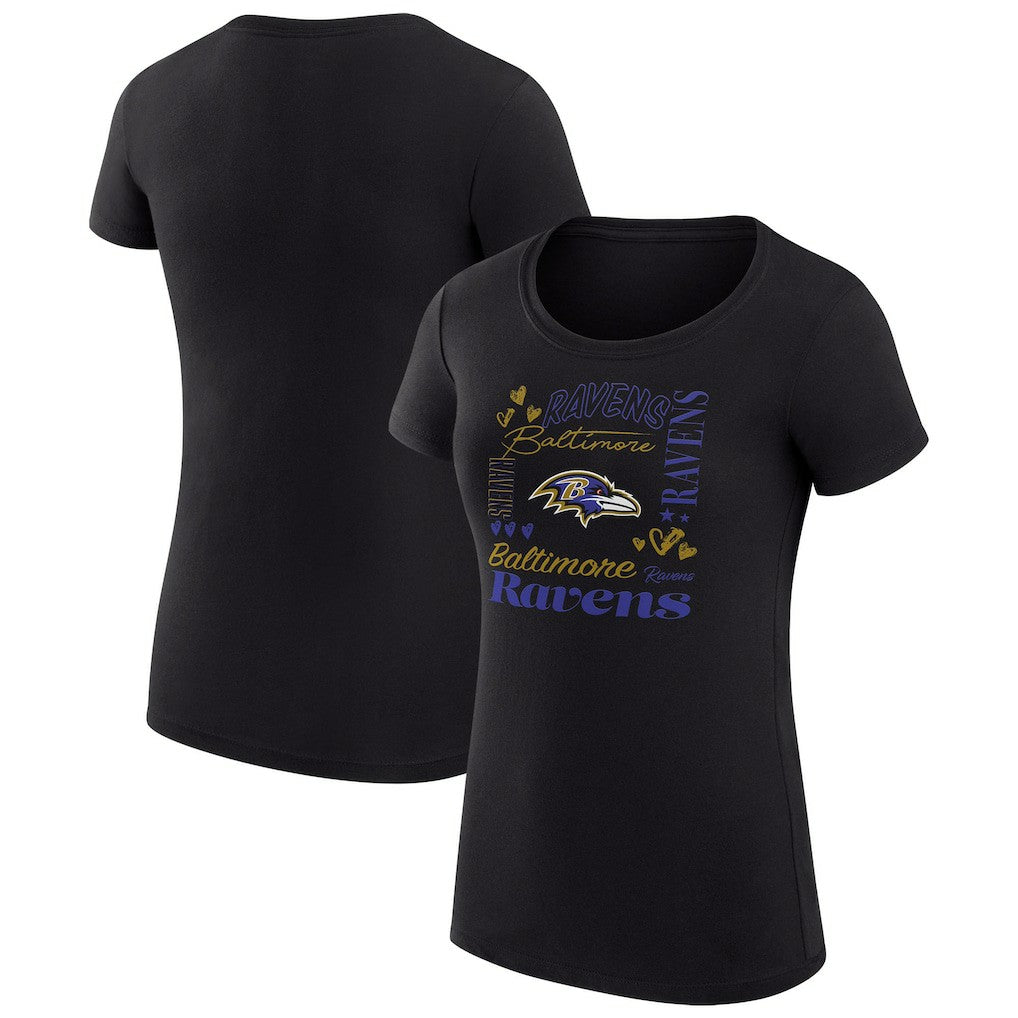 G-III 4Her by Carl Banks Women's Super-Slim Fit Lightweight Collage Team T-Shirt - Baltimore Ravens
