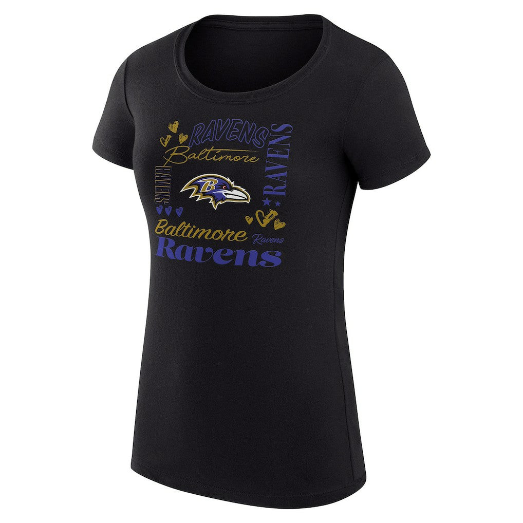 G-III 4Her by Carl Banks Women's Super-Slim Fit Lightweight Collage Team T-Shirt - Baltimore Ravens