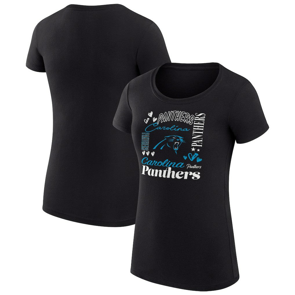 G-III 4Her by Carl Banks Women's Super-Slim Fit Lightweight Collage Team T-Shirt - Carolina Panthers