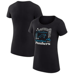 G-III 4Her by Carl Banks Women's Super-Slim Fit Lightweight Collage Team T-Shirt - Carolina Panthers