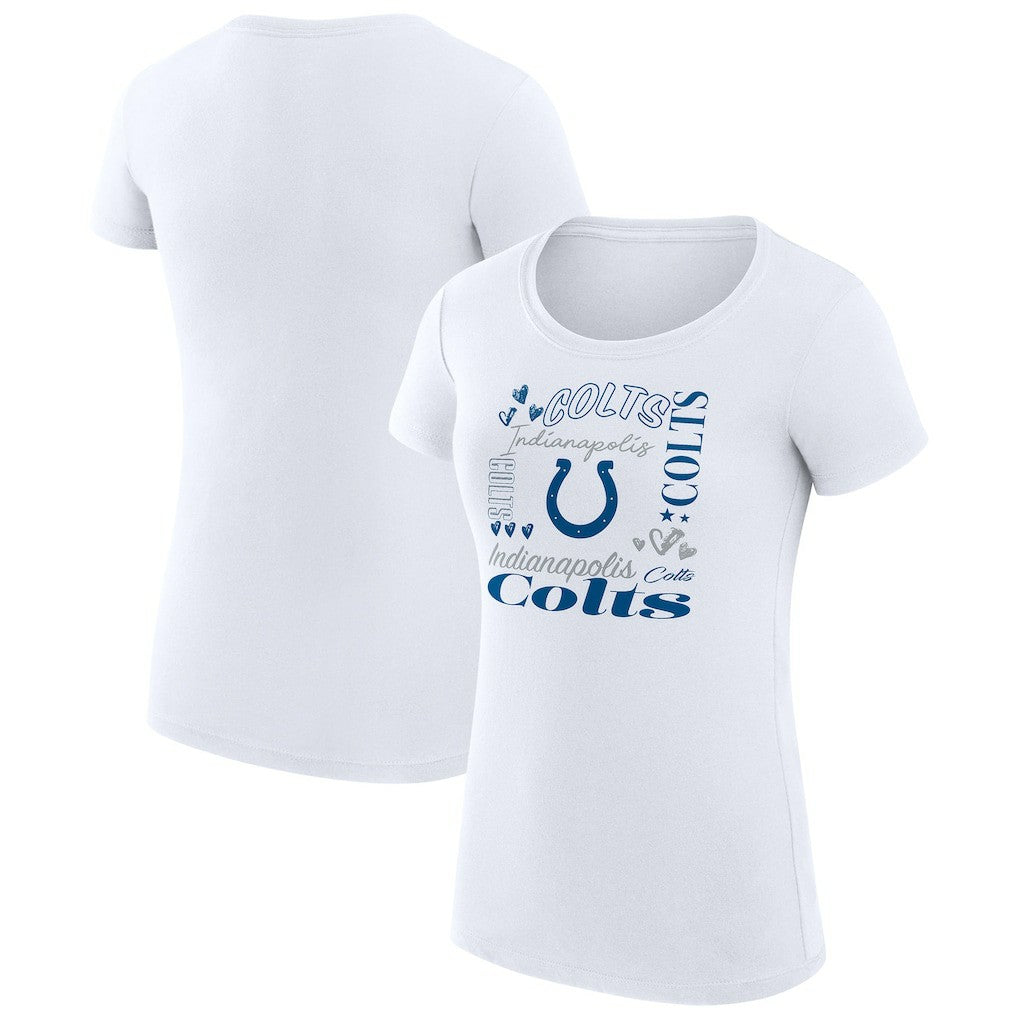 G-III 4Her by Carl Banks Women's Super-Slim Fit Lightweight Collage Team T-Shirt - Indianapolis Colts