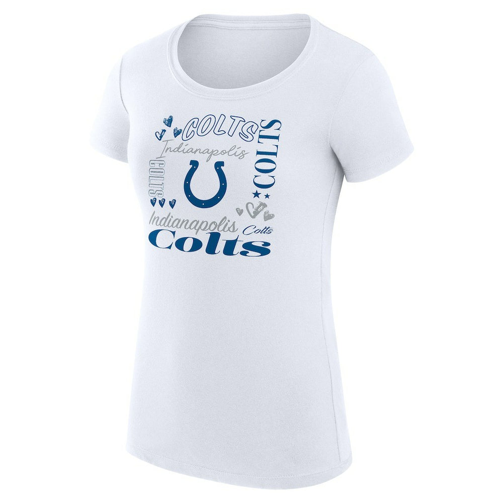 G-III 4Her by Carl Banks Women's Super-Slim Fit Lightweight Collage Team T-Shirt - Indianapolis Colts