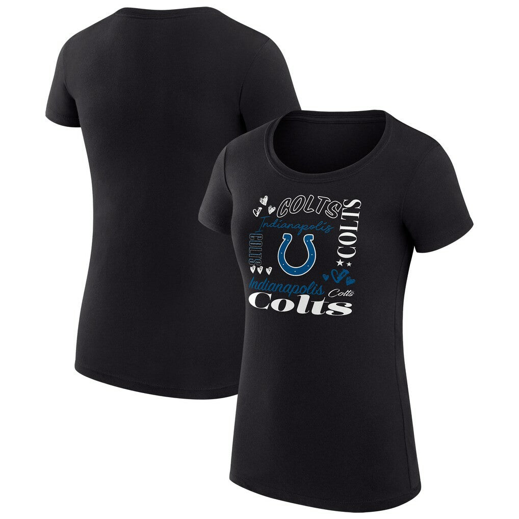 G-III 4Her by Carl Banks Women's Super-Slim Fit Lightweight Collage Team T-Shirt - Indianapolis Colts