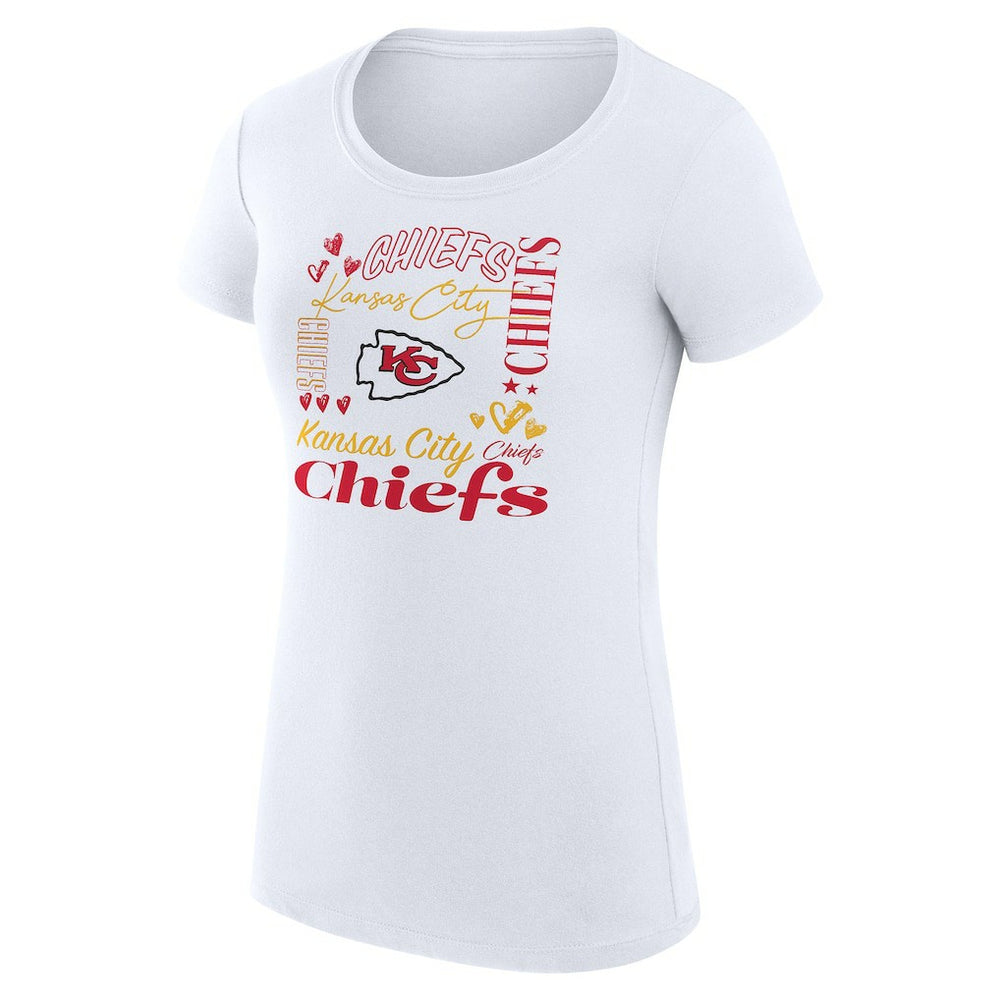 G-III 4Her by Carl Banks Women's Super-Slim Fit Lightweight Collage Team T-Shirt - Kansas City Chiefs