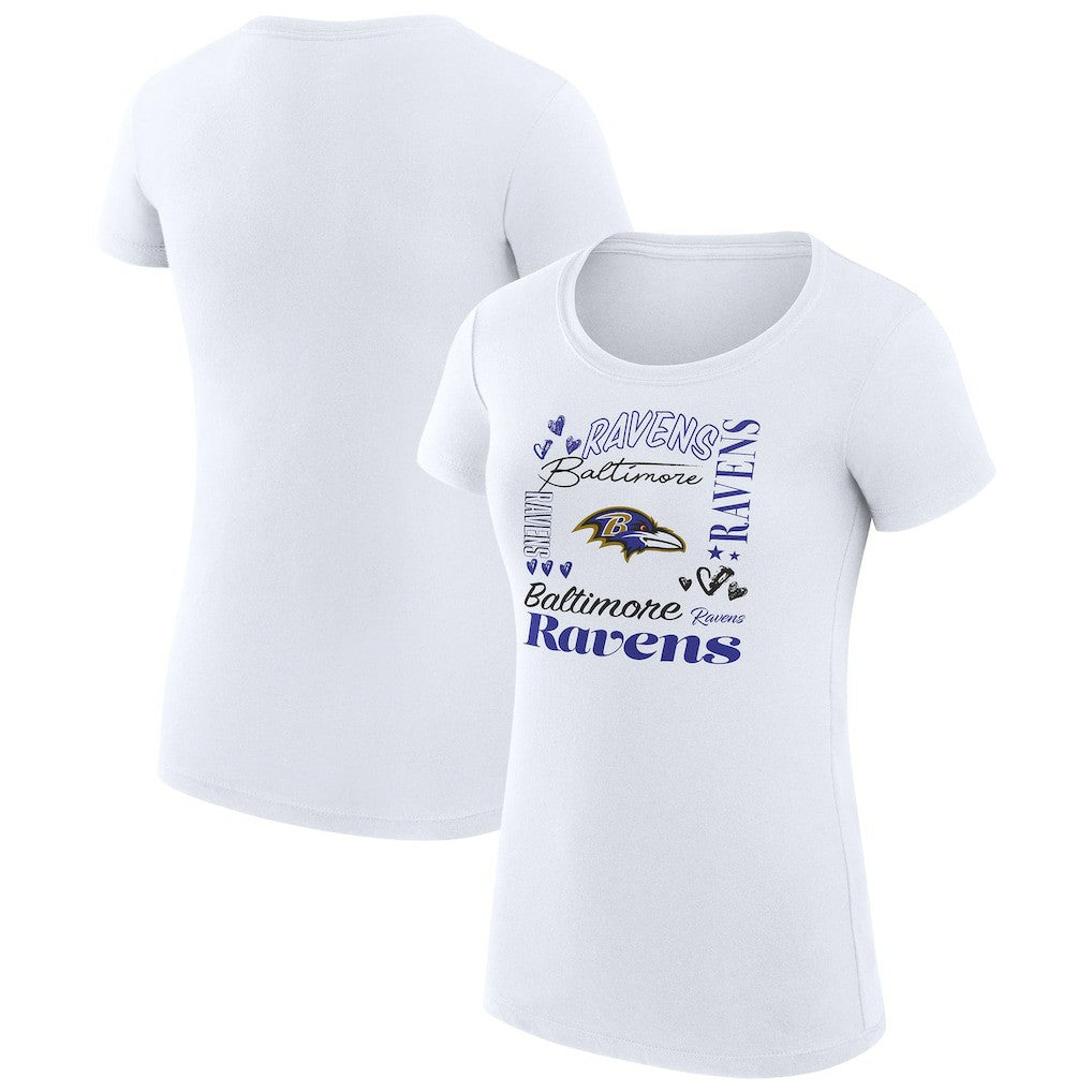 G-III 4Her by Carl Banks Women's Super-Slim Fit Lightweight Collage Team T-Shirt - Baltimore Ravens