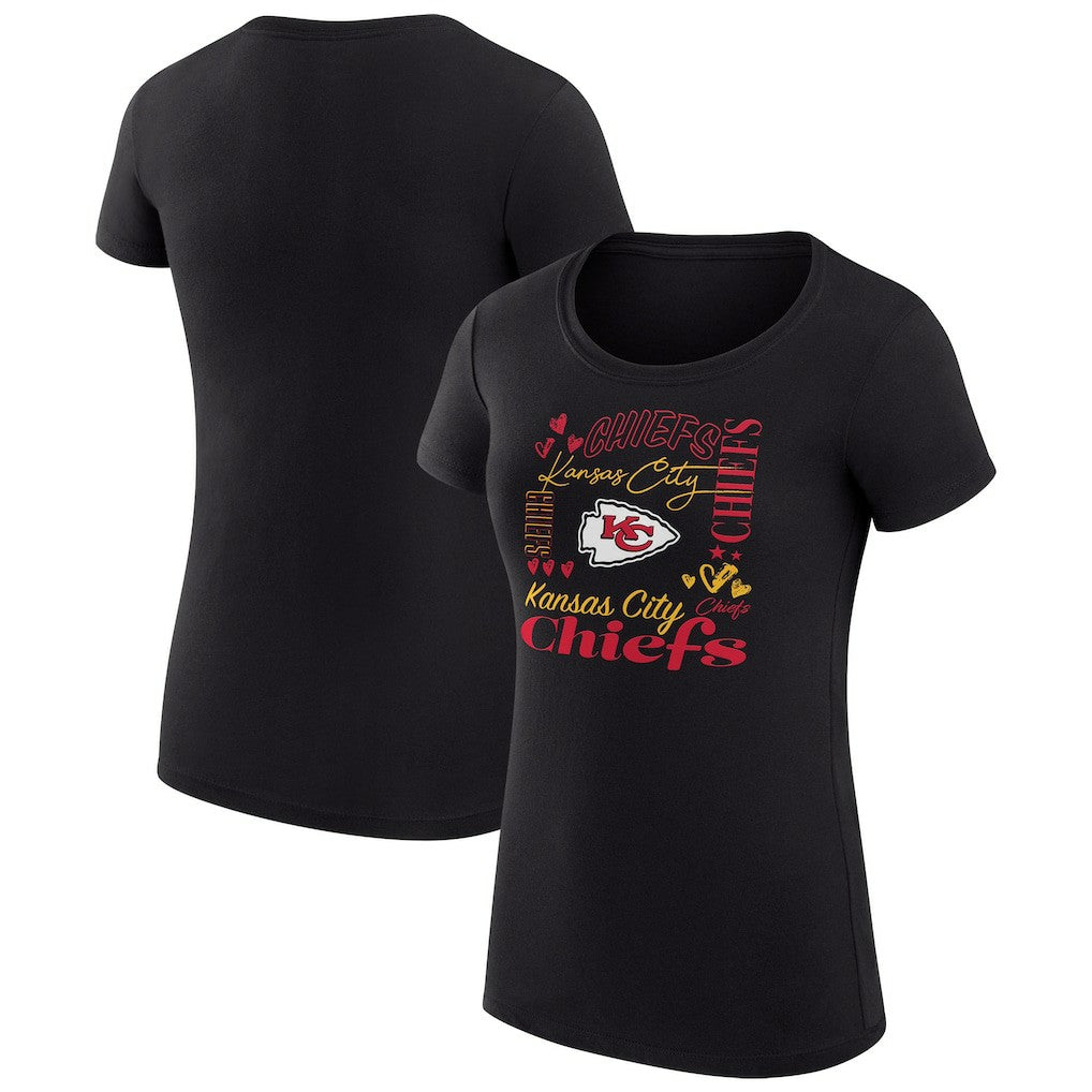 G-III 4Her by Carl Banks Women's Super-Slim Fit Lightweight Collage Team T-Shirt - Kansas City Chiefs