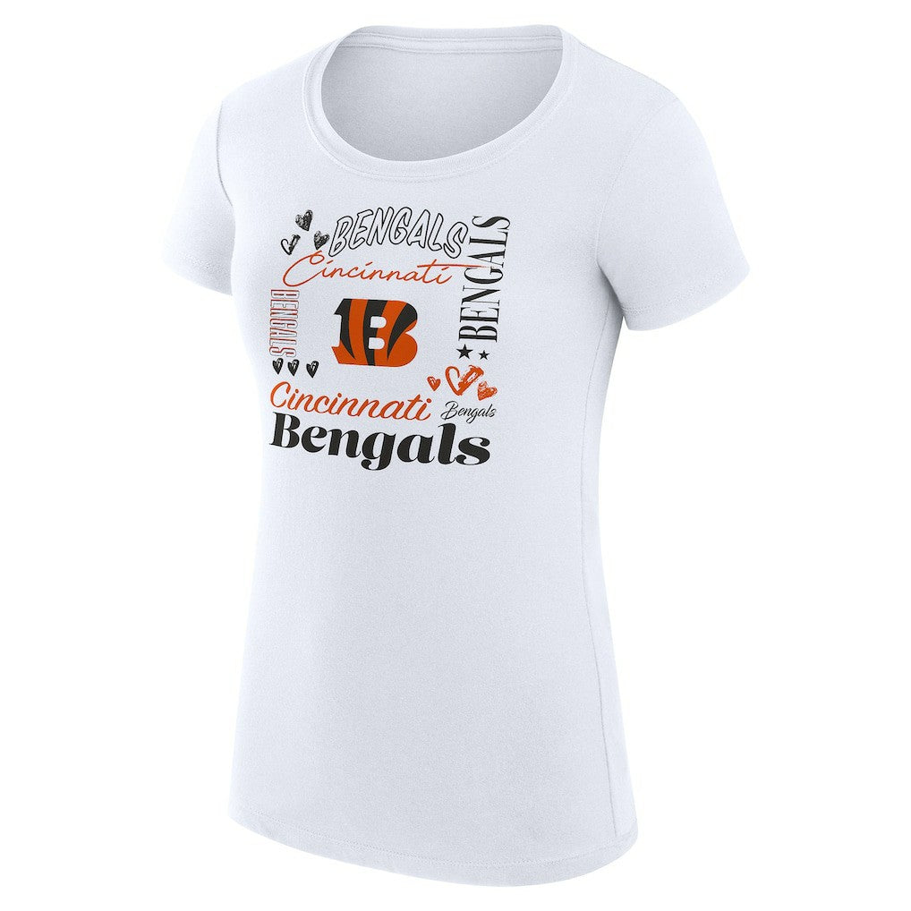 G-III 4Her by Carl Banks Women's Super-Slim Fit Lightweight Collage Team T-Shirt - Cincinnati Bengals