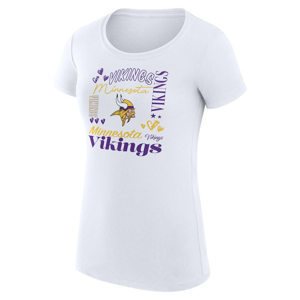G-III 4Her by Carl Banks Women's Super-Slim Fit Lightweight Collage Team T-Shirt - Minnesota Vikings
