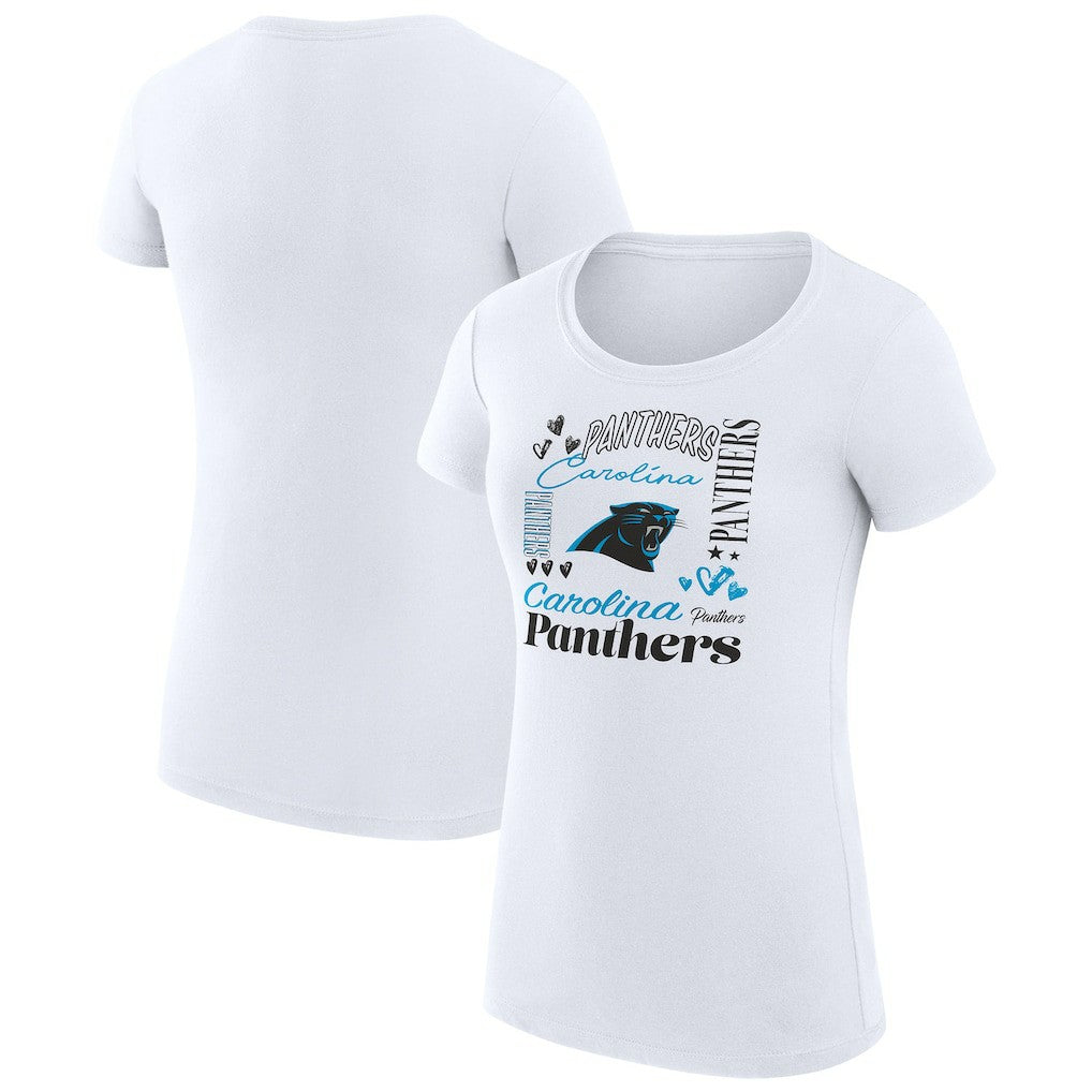G-III 4Her by Carl Banks Women's Super-Slim Fit Lightweight Collage Team T-Shirt - Carolina Panthers