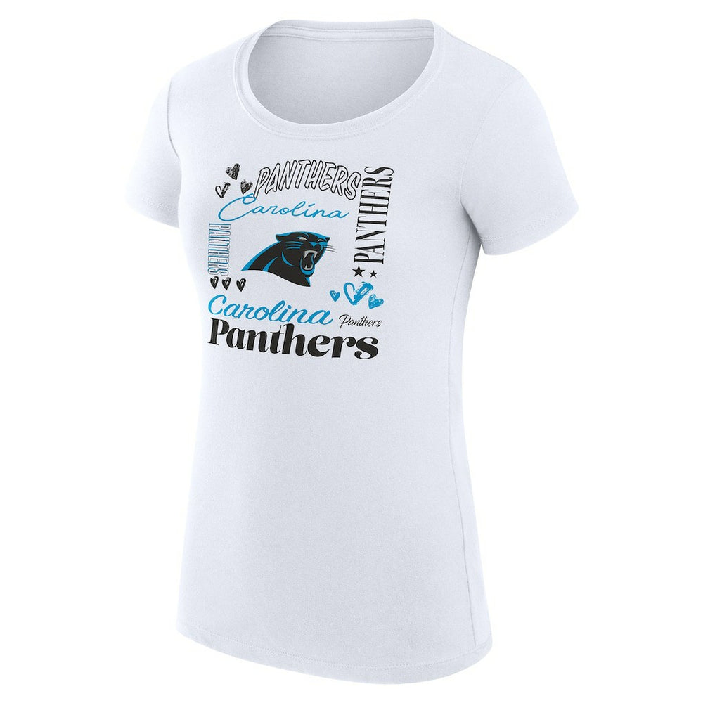 G-III 4Her by Carl Banks Women's Super-Slim Fit Lightweight Collage Team T-Shirt - Carolina Panthers