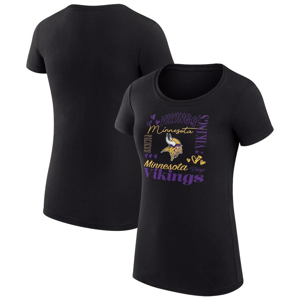 G-III 4Her by Carl Banks Women's Super-Slim Fit Lightweight Collage Team T-Shirt - Minnesota Vikings