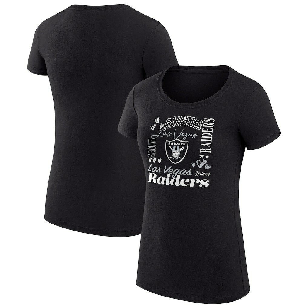 G-III 4Her by Carl Banks Women's Super-Slim Fit Lightweight Collage Team T-Shirt - Las Vegas Raiders