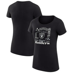 G-III 4Her by Carl Banks Women's Super-Slim Fit Lightweight Collage Team T-Shirt - Las Vegas Raiders