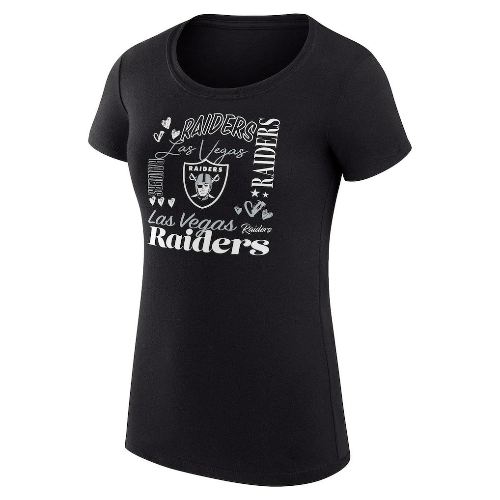 G-III 4Her by Carl Banks Women's Super-Slim Fit Lightweight Collage Team T-Shirt - Las Vegas Raiders