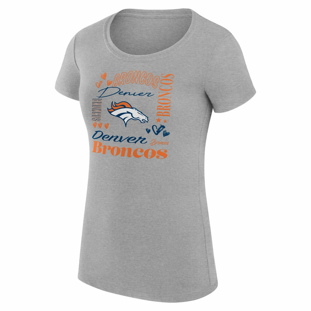G-III 4Her by Carl Banks Women's Super-Slim Fit Lightweight Collage Team T-Shirt - Denver Broncos