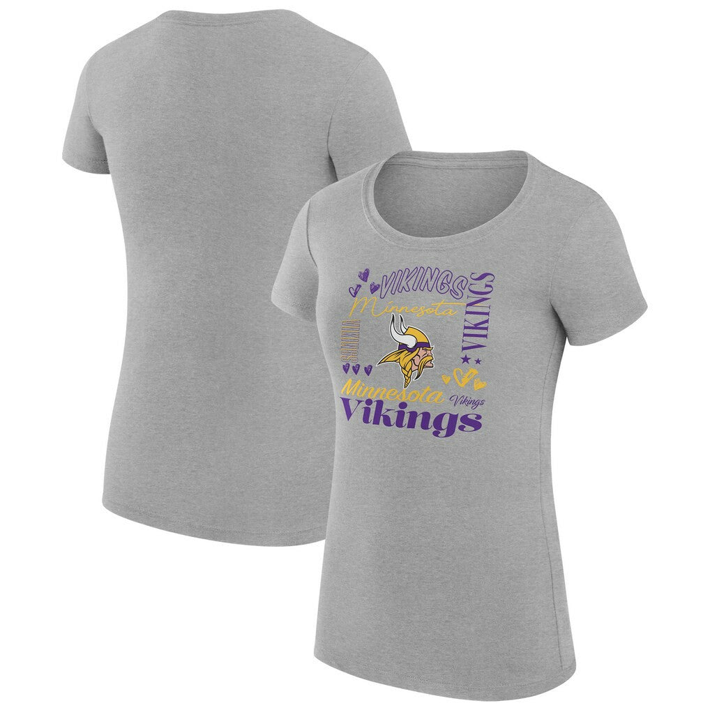 G-III 4Her by Carl Banks Women's Super-Slim Fit Lightweight Collage Team T-Shirt - Minnesota Vikings