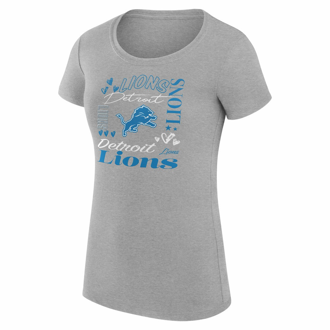 G-III 4Her by Carl Banks Women's Super-Slim Fit Lightweight Collage Team T-Shirt - Detroit Lions