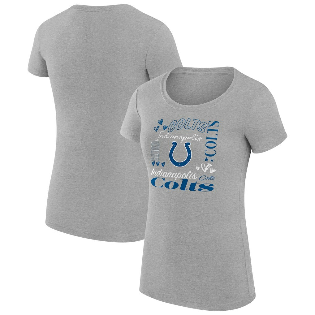 G-III 4Her by Carl Banks Women's Super-Slim Fit Lightweight Collage Team T-Shirt - Indianapolis Colts