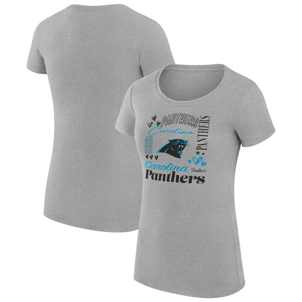 G-III 4Her by Carl Banks Women's Super-Slim Fit Lightweight Collage Team T-Shirt - Carolina Panthers