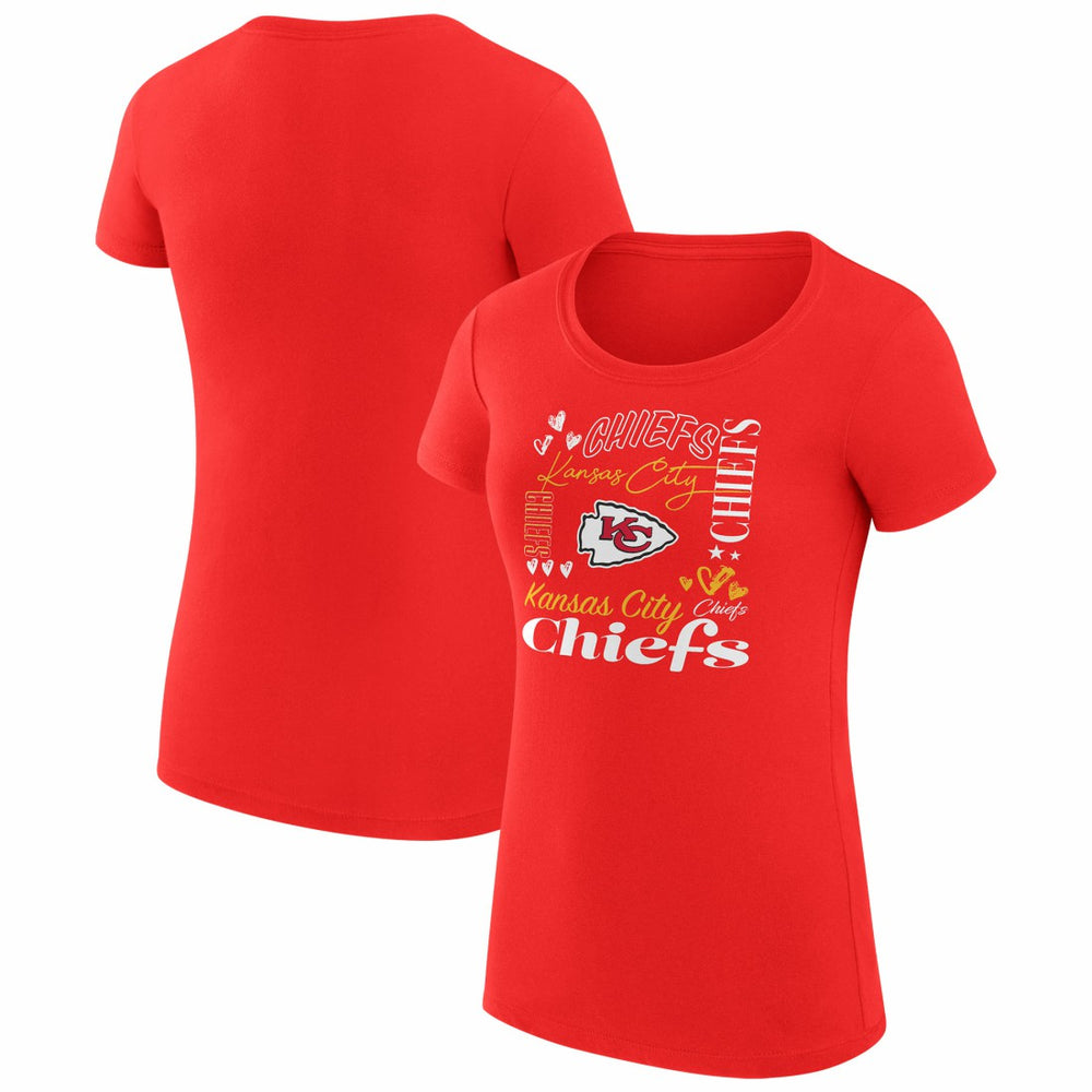 G-III 4Her by Carl Banks Women's Super-Slim Fit Lightweight Collage Team T-Shirt - Kansas City Chiefs